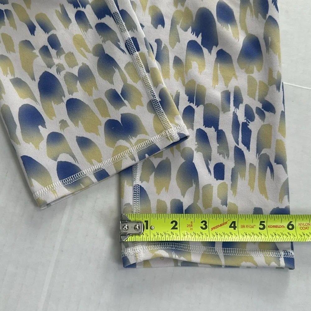 Alo Yoga‎ Cropped Capri Leggings Womens Yoga Workout Blue Yellow READ AS IS